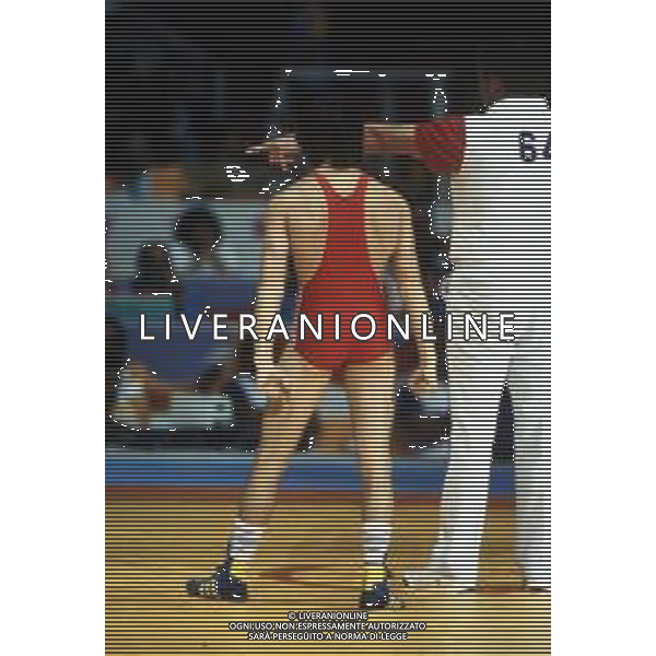 DIAP-RETROSPETTIVA VINCENZO MAENZA LOTTATORE NELLA FOTO VINCENZO MAENZA PARTECIPA ALLE OLIMPIADI DI LOS ANGELES 1984 ARCHIVIO DFP-AG ALDO LIVERANI SAS