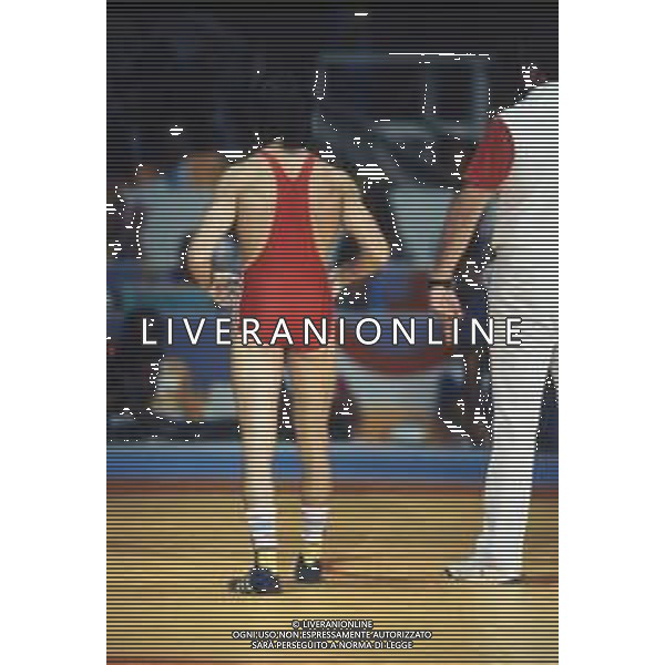 DIAP-RETROSPETTIVA VINCENZO MAENZA LOTTATORE NELLA FOTO VINCENZO MAENZA PARTECIPA ALLE OLIMPIADI DI LOS ANGELES 1984 ARCHIVIO DFP-AG ALDO LIVERANI SAS