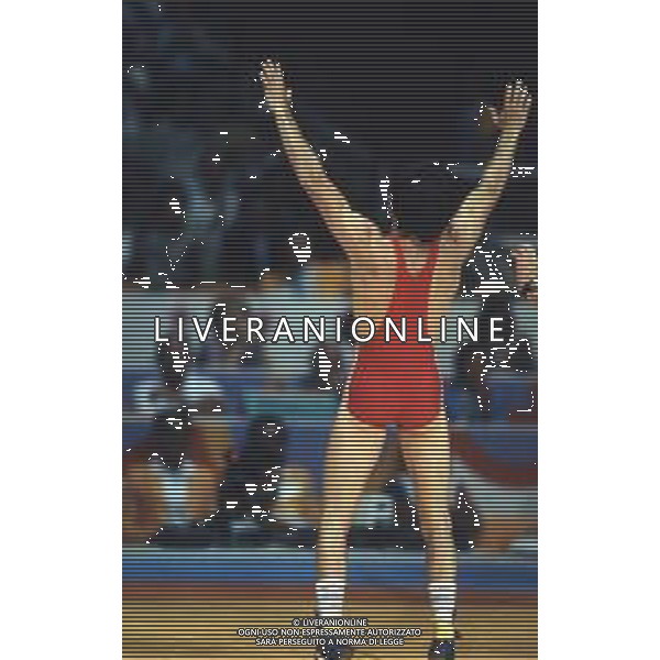 DIAP-RETROSPETTIVA VINCENZO MAENZA LOTTATORE NELLA FOTO VINCENZO MAENZA PARTECIPA ALLE OLIMPIADI DI LOS ANGELES 1984 ARCHIVIO DFP-AG ALDO LIVERANI SAS