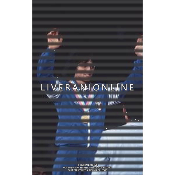 DIAP-RETROSPETTIVA VINCENZO MAENZA LOTTATORE NELLA FOTO VINCENZO MAENZA PARTECIPA ALLE OLIMPIADI DI LOS ANGELES 1984 ARCHIVIO DFP-AG ALDO LIVERANI SAS