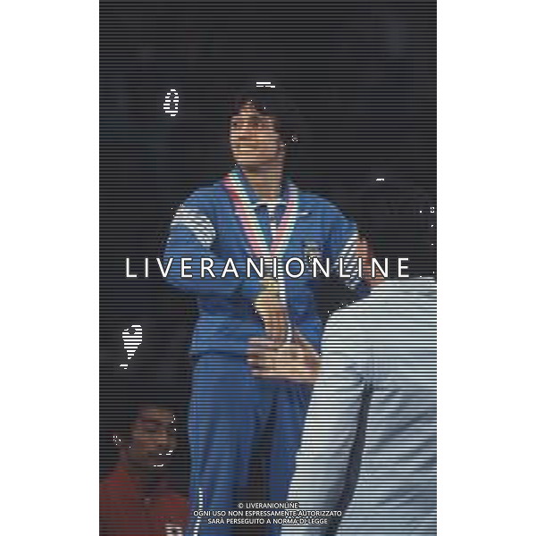 DIAP-RETROSPETTIVA VINCENZO MAENZA LOTTATORE NELLA FOTO VINCENZO MAENZA PARTECIPA ALLE OLIMPIADI DI LOS ANGELES 1984 ARCHIVIO DFP-AG ALDO LIVERANI SAS