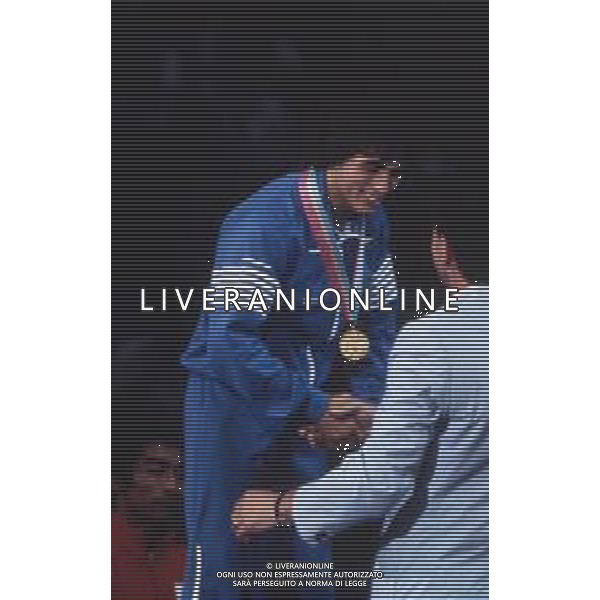 DIAP-RETROSPETTIVA VINCENZO MAENZA LOTTATORE NELLA FOTO VINCENZO MAENZA PARTECIPA ALLE OLIMPIADI DI LOS ANGELES 1984 ARCHIVIO DFP-AG ALDO LIVERANI SAS