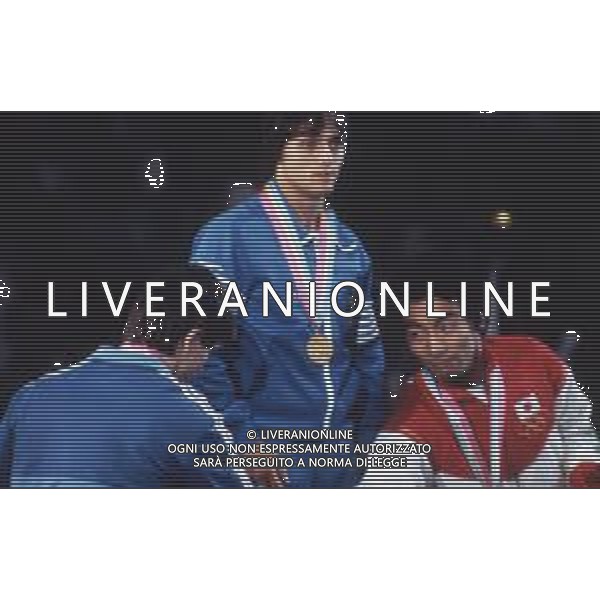 DIAP-RETROSPETTIVA VINCENZO MAENZA LOTTATORE NELLA FOTO VINCENZO MAENZA PARTECIPA ALLE OLIMPIADI DI LOS ANGELES 1984 ARCHIVIO DFP-AG ALDO LIVERANI SAS