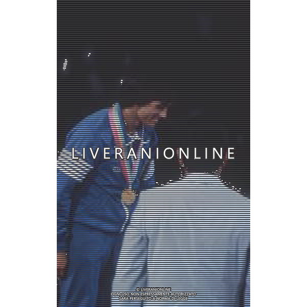DIAP-RETROSPETTIVA VINCENZO MAENZA LOTTATORE NELLA FOTO VINCENZO MAENZA PARTECIPA ALLE OLIMPIADI DI LOS ANGELES 1984 ARCHIVIO DFP-AG ALDO LIVERANI SAS