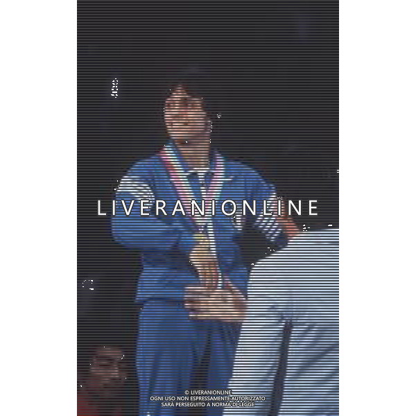 DIAP-RETROSPETTIVA VINCENZO MAENZA LOTTATORE NELLA FOTO VINCENZO MAENZA PARTECIPA ALLE OLIMPIADI DI LOS ANGELES 1984 ARCHIVIO DFP-AG ALDO LIVERANI SAS