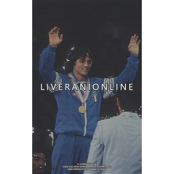 DIAP-RETROSPETTIVA VINCENZO MAENZA LOTTATORE NELLA FOTO VINCENZO MAENZA PARTECIPA ALLE OLIMPIADI DI LOS ANGELES 1984 ARCHIVIO DFP-AG ALDO LIVERANI SAS