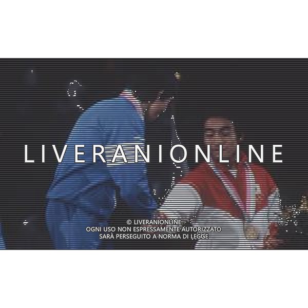 DIAP-RETROSPETTIVA VINCENZO MAENZA LOTTATORE NELLA FOTO VINCENZO MAENZA PARTECIPA ALLE OLIMPIADI DI LOS ANGELES 1984 ARCHIVIO DFP-AG ALDO LIVERANI SAS