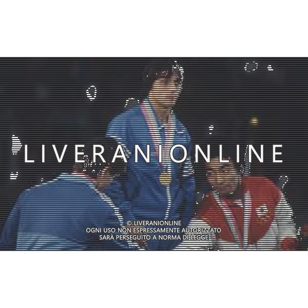 DIAP-RETROSPETTIVA VINCENZO MAENZA LOTTATORE NELLA FOTO VINCENZO MAENZA PARTECIPA ALLE OLIMPIADI DI LOS ANGELES 1984 ARCHIVIO DFP-AG ALDO LIVERANI SAS