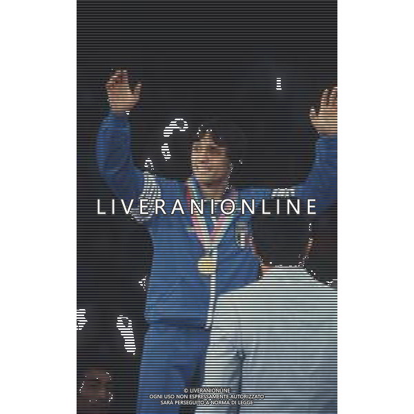DIAP-RETROSPETTIVA VINCENZO MAENZA LOTTATORE NELLA FOTO VINCENZO MAENZA PARTECIPA ALLE OLIMPIADI DI LOS ANGELES 1984 ARCHIVIO DFP-AG ALDO LIVERANI SAS