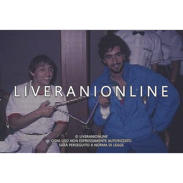 DIAP-RETROSPETTIVA VINCENZO MAENZA LOTTATORE NELLA FOTO VINCENZO MAENZA ALLE OLIMPIADI DI LOS ANGELES 1984 CON STEFANO CERIONI ARCHIVIO DFP-AG ALDO LIVERANI SAS 