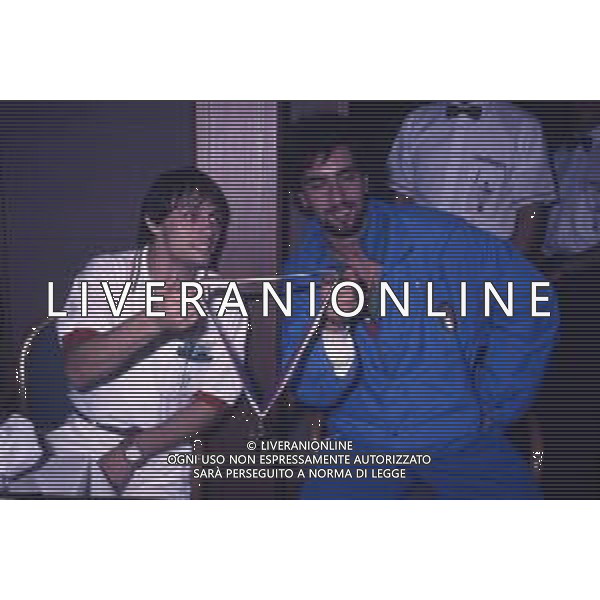DIAP-RETROSPETTIVA VINCENZO MAENZA LOTTATORE NELLA FOTO VINCENZO MAENZA ALLE OLIMPIADI DI LOS ANGELES 1984 CON STEFANO CERIONI ARCHIVIO DFP-AG ALDO LIVERANI SAS 