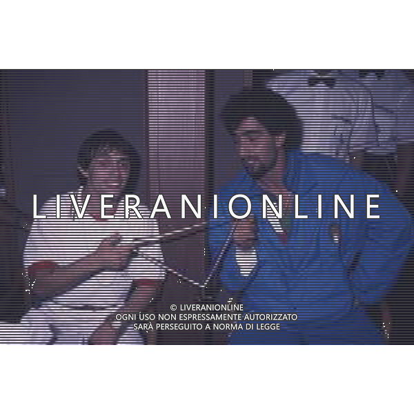 DIAP-RETROSPETTIVA VINCENZO MAENZA LOTTATORE NELLA FOTO VINCENZO MAENZA ALLE OLIMPIADI DI LOS ANGELES 1984 CON STEFANO CERIONI ARCHIVIO DFP-AG ALDO LIVERANI SAS 