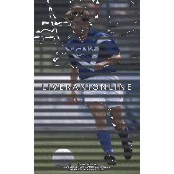 DIAP-RETROSPETTIVA GIANNI FLAMIGNI CALCIATORE NELLA FOTO GIANNI FLAMIGNI CON LA MAGLIA DEL BRESCIA CALCIO AG ALDO LIVERANI SAS