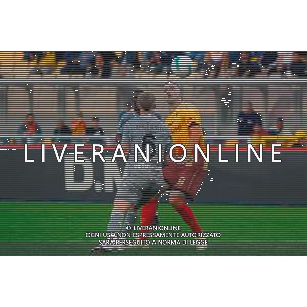 TVEM November 08, 2025 Lecce, Italy - US Lecce vs Hellas Verona - Italian soccer serie A 2025/26 - Via Del Mare Stadium. In the pic: Nikola Stulic of US Lecce in action against Nicolás Valentini of Hellas Verona ©TVEM Emmanuele Mastrodonato - AGENZIA ALDO LIVERANI SAS