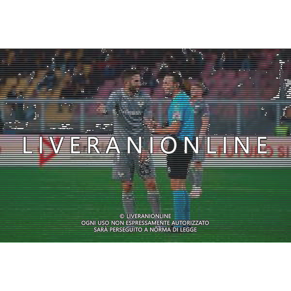 TVEM November 08, 2025 Lecce, Italy - US Lecce vs Hellas Verona - Italian soccer serie A 2025/26 - Via Del Mare Stadium. In the pic: Roberto Gagliardini of Hellas Verona protests with the Referee Rosario Abisso of Palermo ©TVEM Mastrodonato Emmanuele - AGENZIA ALDO LIVERANI SAS