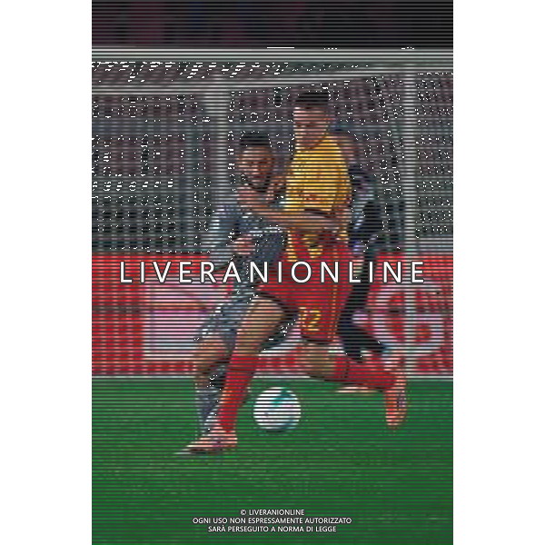 TVEM November 08, 2025 Lecce, Italy - US Lecce vs Hellas Verona - Italian soccer serie A 2025/26 - Via Del Mare Stadium. In the pic: Francesco Camarda of US Lecce in action against Roberto Gagliardini of Hellas Verona ©TVEM Mastrodonato Emmanuele - AGENZIA ALDO LIVERANI SAS