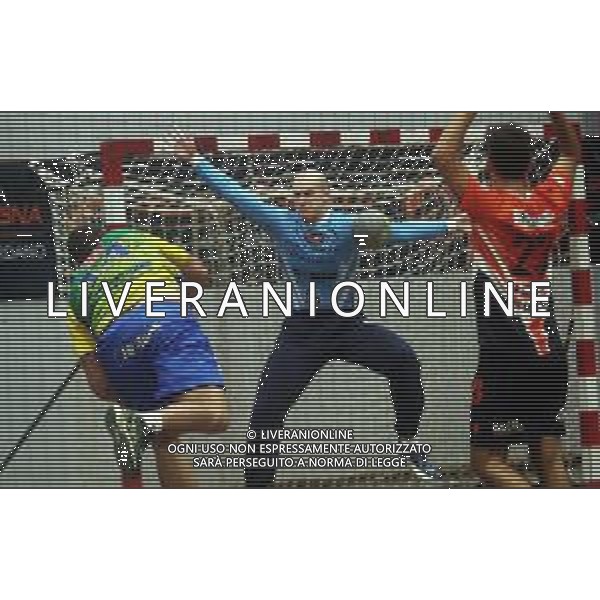 IMOLA 08 11 2025 PALLAMANO ROMAGNA-HAENNA SERIE A1 SILVER NELLA FOTO PORTIERE ALESSANDRO MAISTRELLO PALLAMANO ROMAGNA ©SANNA - AGENZIA ALDO LIVERANI SAS