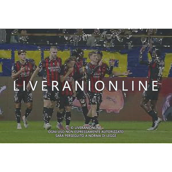 Alexis Saelemaekers of AC Milan celebrates after scoring during Parma Calcio vs AC Milan, 11° Serie A Enilive 2025-26 game at Ennio Tardini stadium in Parma (PR), Italy, on November 08, 2025. (Photo by Davide Casentini)- AGENZIA ALDO LIVERANI SAS