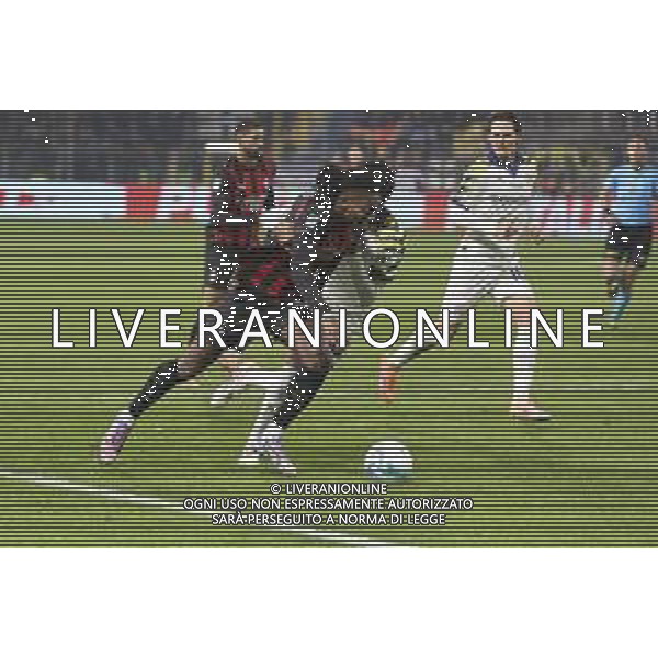 Rafael Leao of AC Milan battle for the ball with Patrick Cutrone of Parma AC during Parma Calcio vs AC Milan, 11° Serie A Enilive 2025-26 game at Ennio Tardini stadium in Parma (PR), Italy, on November 08, 2025. (Photo by Davide Casentini)- AGENZIA ALDO LIVERANI SAS