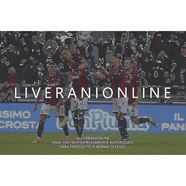 Jhon Janer Lucumi Bonilla "Lucumi" of Bologna FC celebrates after scoring during Bologna BFC vs SSC Napoli, 11° Serie A Enilive 2025-26 game at Renato Dall\'Ara stadium in Bologna (BO), Italy, on November 09, 2025. (Photo by Davide Casentini)- AGENZIA ALDO LIVERANI SAS