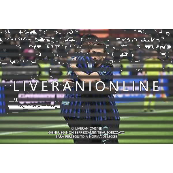 Inter vs Lazio nella foto Ange-Yoan Bonny (Inter) e Hakan Calhanoglu (Inter) esultanza dopo il gol del 2 a 0 Milano 09-11-2025 Stadio Giuseppe Meazza - San Siro Inter vs Lazio Campionato Serie A Enilive -11a giornata foto Roberto Garavaglia/Agenzia Aldo Liverani sas