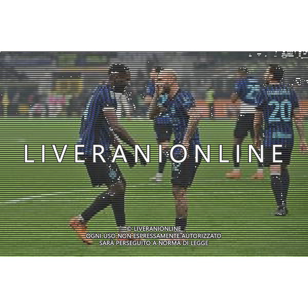 Inter vs Lazio nella foto Ange-Yoan Bonny (Inter) e Federico Dimarco (Inter) esultanza dopo il gol del 2 a 0 Milano 09-11-2025 Stadio Giuseppe Meazza - San Siro Inter vs Lazio Campionato Serie A Enilive -11a giornata foto Roberto Garavaglia/Agenzia Aldo Liverani sas