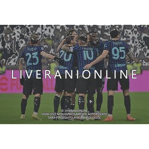 Inter vs Lazio nella foto giocatori Inter esultanza dopo il gol del 3 a 0 Milano 09-11-2025 Stadio Giuseppe Meazza - San Siro Inter vs Lazio Campionato Serie A Enilive -11a giornata foto Roberto Garavaglia/Agenzia Aldo Liverani sas