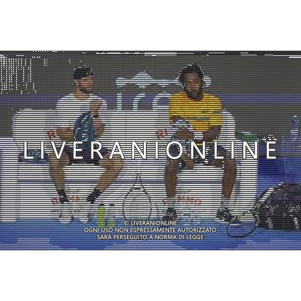 TVRCOR Tennis Nitto Atp Finals 2025 Inalpi Arena Torino 12-11-2025 Round Robin doppio Marcelo Arevalo (ESA) e Mate Pavic (CRO) vs Christian HARRISON (USA) e Evan KING (USA) nella foto HARRISON (USA) e Evan KING (USA) ©TVRCOR Corradin Roberta - Agenzia Aldo Liverani Sas