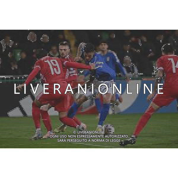 TVRG Moldova vs Italia nella foto Gianluca Scamacca (Italia) contrastato da Daniel Dumbravanu (Moldova) Chisinau (MOL) 13-11-2025 Stadio Zimbru Moldova vs Italia Qualificazioni Mondiali 2026 Gruppo I - 9a giornata foto Roberto Garavaglia/Agenzia Aldo Liverani sas