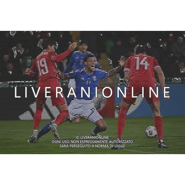 TVRG Moldova vs Italia nella foto Gianluca Scamacca (Italia) contrastato da Daniel Dumbravanu (Moldova) Chisinau (MOL) 13-11-2025 Stadio Zimbru Moldova vs Italia Qualificazioni Mondiali 2026 Gruppo I - 9a giornata foto Roberto Garavaglia/Agenzia Aldo Liverani sas