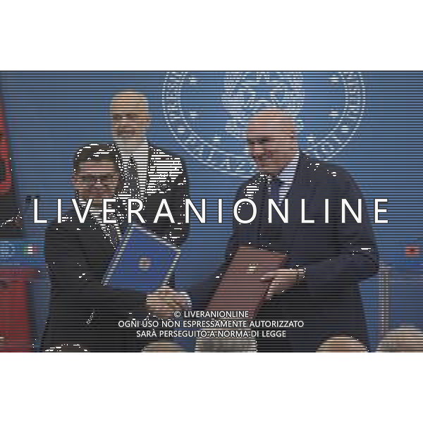 Roma 13 Novembre 2025 Conferenza stampa del Presidente del Consiglio Giorgia Meloni e del Primo Ministro Albanese Edi Rama a seguito del Primo Vertice Intergovernativo tra Italia ed Albania. Nella Foto: Guido Crosetto Foto Credit: Andrea Bracaglia- AGENZIA ALDO LIVERANI SAS