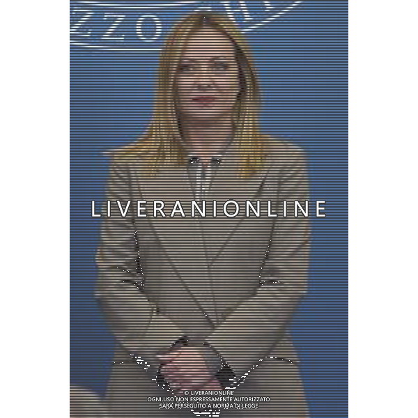 Roma 13 Novembre 2025 Conferenza stampa del Presidente del Consiglio Giorgia Meloni e del Primo Ministro Albanese Edi Rama a seguito del Primo Vertice Intergovernativo tra Italia ed Albania. Nella Foto: Giorgia Meloni Foto Credit: Andrea Bracaglia- AGENZIA ALDO LIVERANI SAS