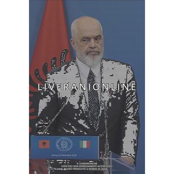 Roma 13 Novembre 2025 Conferenza stampa del Presidente del Consiglio Giorgia Meloni e del Primo Ministro Albanese Edi Rama a seguito del Primo Vertice Intergovernativo tra Italia ed Albania. Nella Foto: Edi Rama Foto Credit: Andrea Bracaglia- AGENZIA ALDO LIVERANI SAS