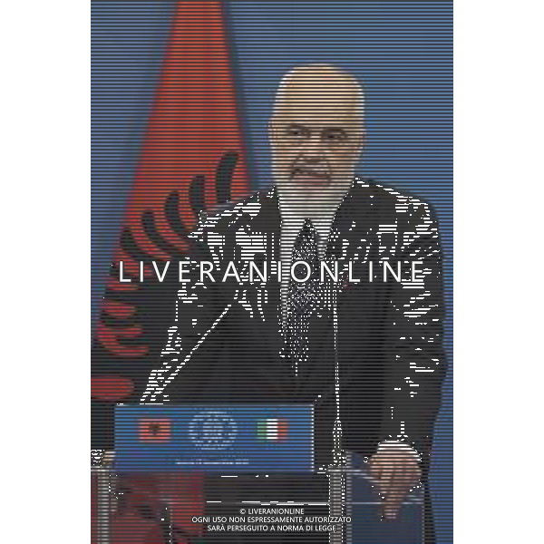 Roma 13 Novembre 2025 Conferenza stampa del Presidente del Consiglio Giorgia Meloni e del Primo Ministro Albanese Edi Rama a seguito del Primo Vertice Intergovernativo tra Italia ed Albania. Nella Foto: Edi Rama Foto Credit: Andrea Bracaglia- AGENZIA ALDO LIVERANI SAS