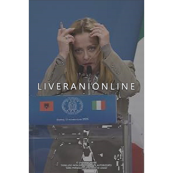 Roma 13 Novembre 2025 Conferenza stampa del Presidente del Consiglio Giorgia Meloni e del Primo Ministro Albanese Edi Rama a seguito del Primo Vertice Intergovernativo tra Italia ed Albania. Nella Foto: Giorgia Meloni Foto Credit: Andrea Bracaglia- AGENZIA ALDO LIVERANI SAS