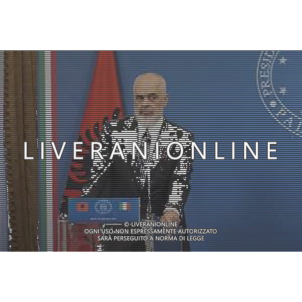 Roma 13 Novembre 2025 Conferenza stampa del Presidente del Consiglio Giorgia Meloni e del Primo Ministro Albanese Edi Rama a seguito del Primo Vertice Intergovernativo tra Italia ed Albania. Nella Foto: Edi Rama Foto Credit: Andrea Bracaglia- AGENZIA ALDO LIVERANI SAS
