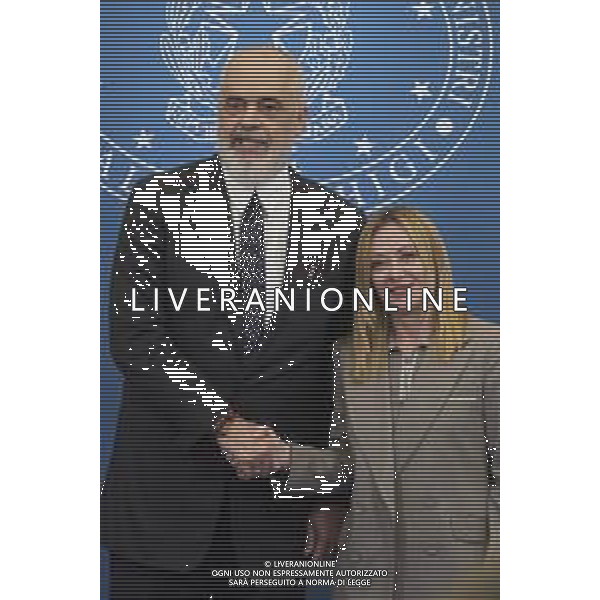 Roma 13 Novembre 2025 Conferenza stampa del Presidente del Consiglio Giorgia Meloni e del Primo Ministro Albanese Edi Rama a seguito del Primo Vertice Intergovernativo tra Italia ed Albania. Nella Foto: Edi Rama, Giorgia Meloni Foto Credit: Andrea Bracaglia- AGENZIA ALDO LIVERANI SAS