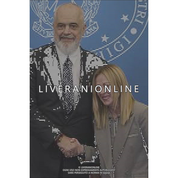 Roma 13 Novembre 2025 Conferenza stampa del Presidente del Consiglio Giorgia Meloni e del Primo Ministro Albanese Edi Rama a seguito del Primo Vertice Intergovernativo tra Italia ed Albania. Nella Foto: Edi Rama, Giorgia Meloni Foto Credit: Andrea Bracaglia- AGENZIA ALDO LIVERANI SAS