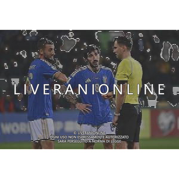 TVRG Moldova vs Italia nella foto Bryan Cristante (Italia) e Sandro Tonali (Italia) a colloquio con l\'arbitro Mykola Balakin (UKR) Chisinau (MOL) 13-11-2025 Stadio Zimbru Moldova vs Italia Qualificazioni Mondiali 2026 Gruppo I - 9a giornata foto Roberto Garavaglia/Agenzia Aldo Liverani sas
