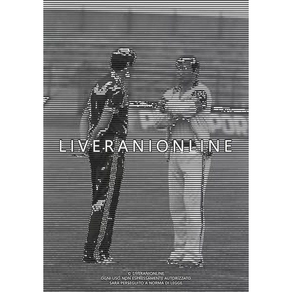 NEG-1981 ALLENAMENTO BOLOGNA CALCIO NELLA FOTO TARCISIO BURGNICH ALLENATORE BOLOGNA CALCIO CON ARISTIDE GUARNIERI AG ALDO LIVERANI SAS