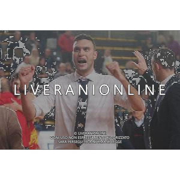 IMOLA 16 11 2025 VIRTUS IMOLA BASKET -ORASI RAVENNA SERIE B1 73-87 NELLA FOTO ALLENATORE ORASI RAVENNA ANDREA AULETTA ESULTA DOPO LA PARTITA ©SANNA - AG ALDO LIVERANI SAS