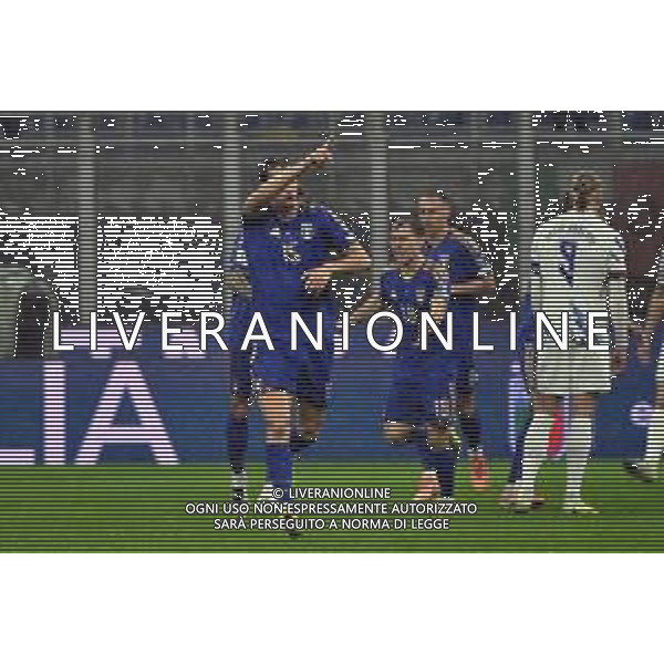 Italia vs Norvegia nella foto Francesco Pio Esposito (Italia) esultanza dopo il gol dell\'1 a 0 Milano 16-11-2025 Stadio Giuseppe Meazza - San Siro Italia vs Norvegia Qualificazioni Mondiali 2026 Gruppo I - 10a giornata foto Roberto Garavaglia/Agenzia Aldo Liverani sas