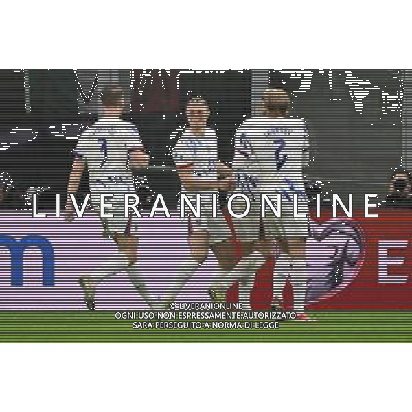 Italia vs Norvegia nella foto giocatori Norvegia esultanza dopo il gol del 2 a 1 Milano 16-11-2025 Stadio Giuseppe Meazza - San Siro Italia vs Norvegia Qualificazioni Mondiali 2026 Gruppo I - 10a giornata foto Roberto Garavaglia/Agenzia Aldo Liverani sas