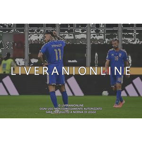 Italia vs Norvegia nella foto delusione Italia dopo il gol subito dell\'1 a 4 Milano 16-11-2025 Stadio Giuseppe Meazza - San Siro Italia vs Norvegia Qualificazioni Mondiali 2026 Gruppo I - 10a giornata foto Roberto Garavaglia/Agenzia Aldo Liverani sas