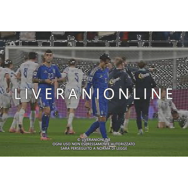 Italia vs Norvegia nella foto delusione Italia ed esultanza Norvegiua a fine gara Milano 16-11-2025 Stadio Giuseppe Meazza - San Siro Italia vs Norvegia Qualificazioni Mondiali 2026 Gruppo I - 10a giornata foto Roberto Garavaglia/Agenzia Aldo Liverani sas