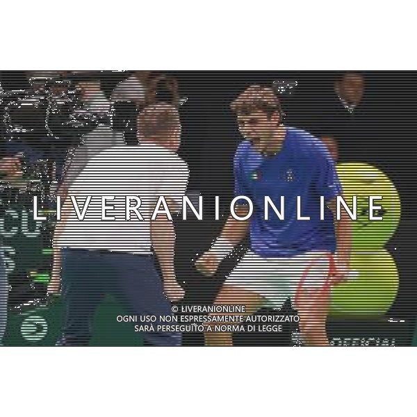 TVRCOR 19-11-2025 – 2025 Davis Cup Finals - Final Eight Bologna (BO) – SuperTennis Arena di BolognaFiere - Italia vs Austria nella foto esultanza Flavio Cobolli e capitano Filippo Volandri FOTO ROBERTA CORRADIN-AG ALDO LIVERANI SAS