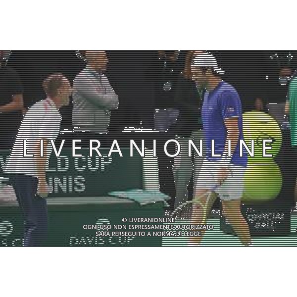 TVRCOR 19-11-2025 – 2025 Davis Cup Finals - Final Eight Bologna (BO) – SuperTennis Arena di BolognaFiere - Italia vs Austria nella foto esultanza e abbraccio tra Matteo Berrettini e il capitano Filippo Volandri FOTO ROBERTA CORRADIN-AG ALDO LIVERANI SAS