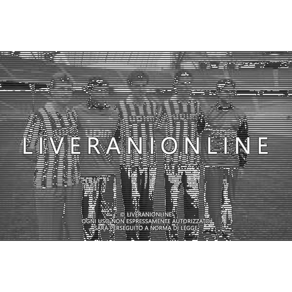 NEG- RETROSPETTIVA JUVENTUS CALCIO NELLA FOTO PRESENTAZIONE DEI NUOVI ACQUISTI: DINO BAGGIO, ANGELO PERUZZI, LAMBERTO PIOVANELLI, MASSIMO CARRERA E FABIO MARCHIORO NEL GIUGNO DELL’ANNO 1991 AG ALDO LIVERANI SAS