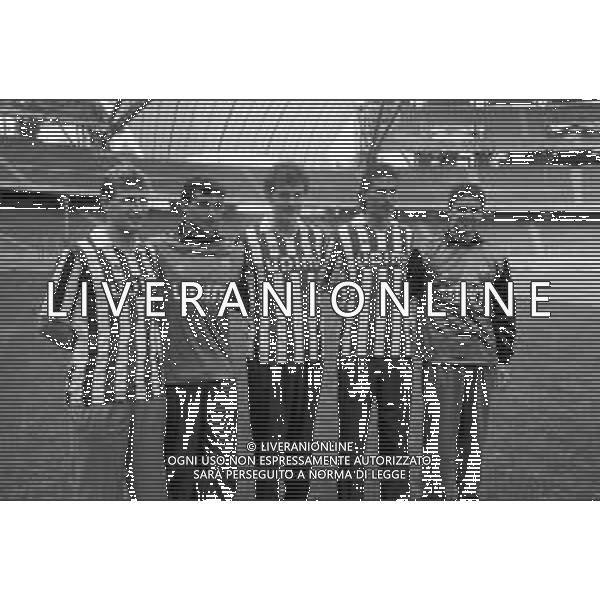 NEG- RETROSPETTIVA JUVENTUS CALCIO NELLA FOTO PRESENTAZIONE DEI NUOVI ACQUISTI: DINO BAGGIO, ANGELO PERUZZI, LAMBERTO PIOVANELLI, MASSIMO CARRERA E FABIO MARCHIORO NEL GIUGNO DELL’ANNO 1991 AG ALDO LIVERANI SAS