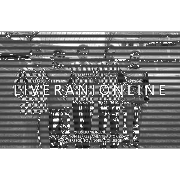 NEG- RETROSPETTIVA JUVENTUS CALCIO NELLA FOTO PRESENTAZIONE DEI NUOVI ACQUISTI: DINO BAGGIO, ANGELO PERUZZI, LAMBERTO PIOVANELLI, MASSIMO CARRERA E FABIO MARCHIORO NEL GIUGNO DELL’ANNO 1991 AG ALDO LIVERANI SAS